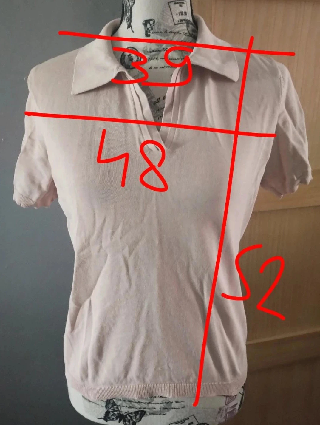 Polo de manga corta rosado, seda/algodón, Rodier, T42 – photo 9